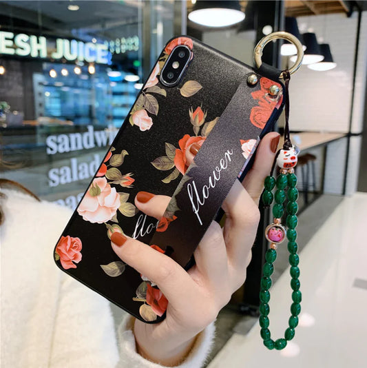 Rose Flowers Wrist Strap Phone Cases for iPhone - Mart of Leon